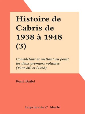 cover image of Histoire de Cabris de 1938 à 1948 (3)